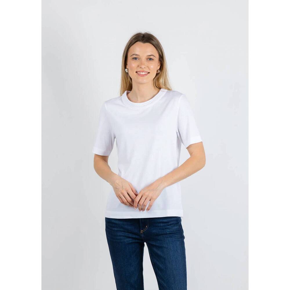 NEW MARGITTES milla crochet crew tee in white